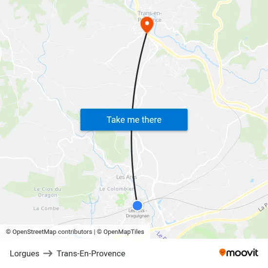 Lorgues to Trans-En-Provence map