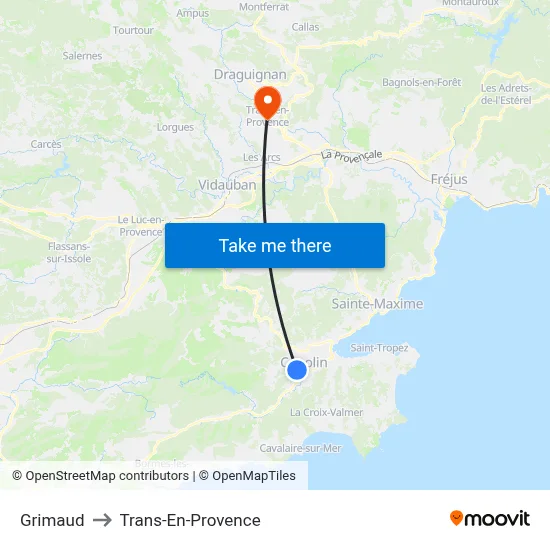 Grimaud to Trans-En-Provence map