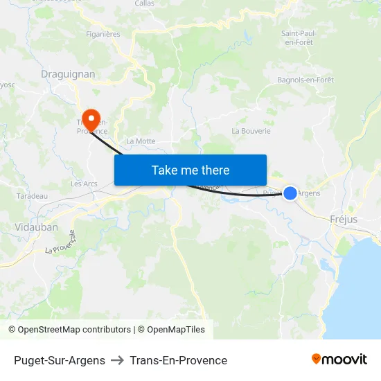 Puget-Sur-Argens to Trans-En-Provence map