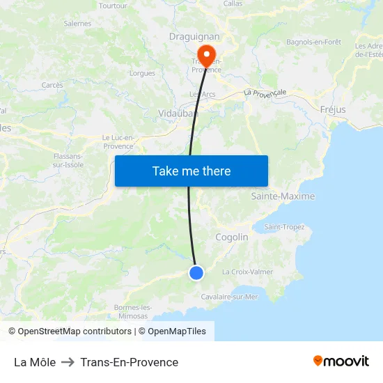 La Môle to Trans-En-Provence map