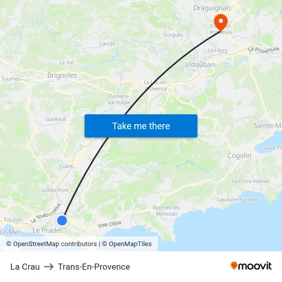La Crau to Trans-En-Provence map