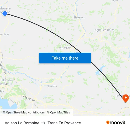 Vaison-La-Romaine to Trans-En-Provence map