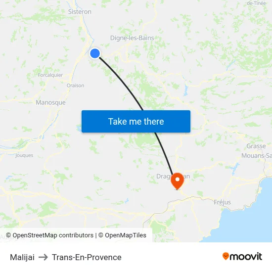Malijai to Trans-En-Provence map