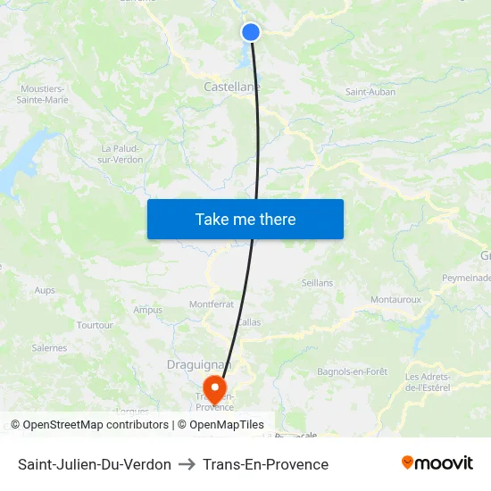 Saint-Julien-Du-Verdon to Trans-En-Provence map