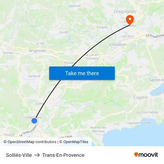 Solliès-Ville to Trans-En-Provence map