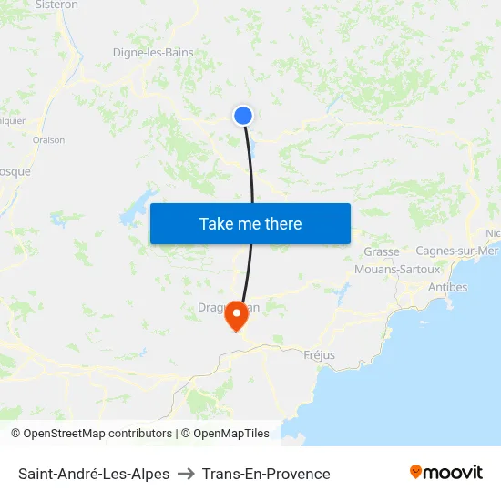 Saint-André-Les-Alpes to Trans-En-Provence map