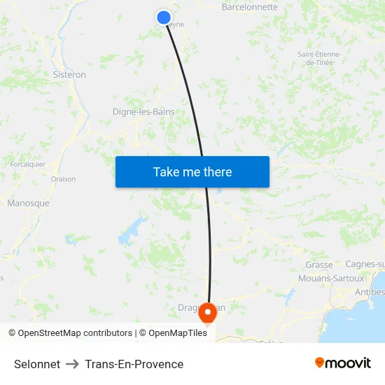 Selonnet to Trans-En-Provence map
