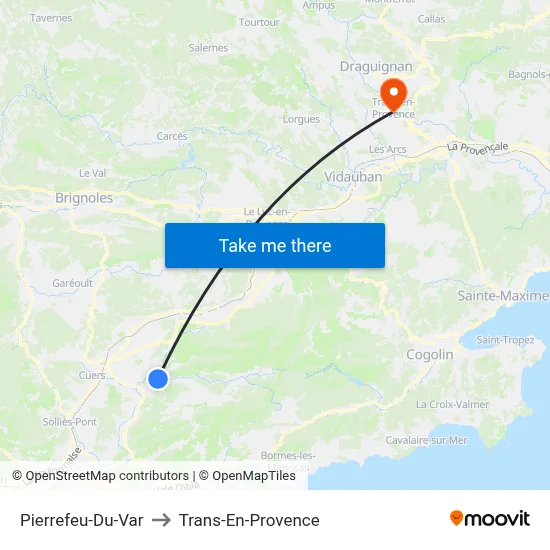 Pierrefeu-Du-Var to Trans-En-Provence map