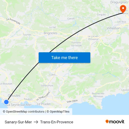 Sanary-Sur-Mer to Trans-En-Provence map
