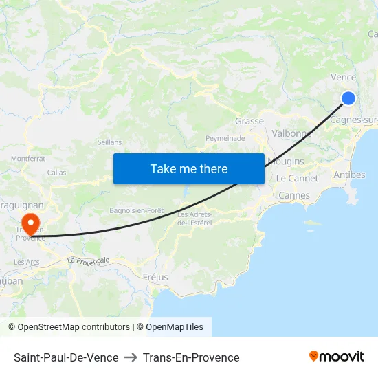 Saint-Paul-De-Vence to Trans-En-Provence map