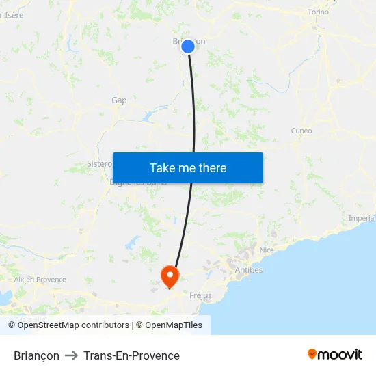Briançon to Trans-En-Provence map