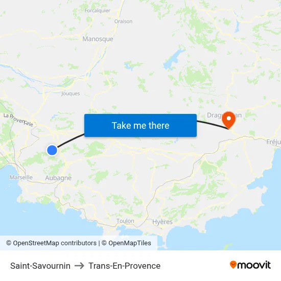Saint-Savournin to Trans-En-Provence map