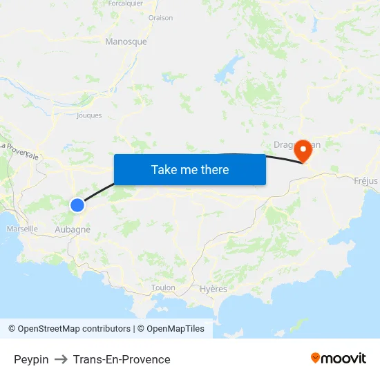 Peypin to Trans-En-Provence map