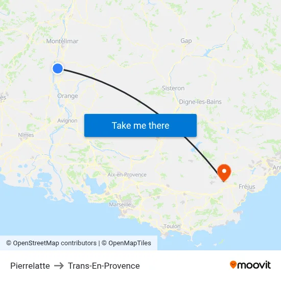 Pierrelatte to Trans-En-Provence map