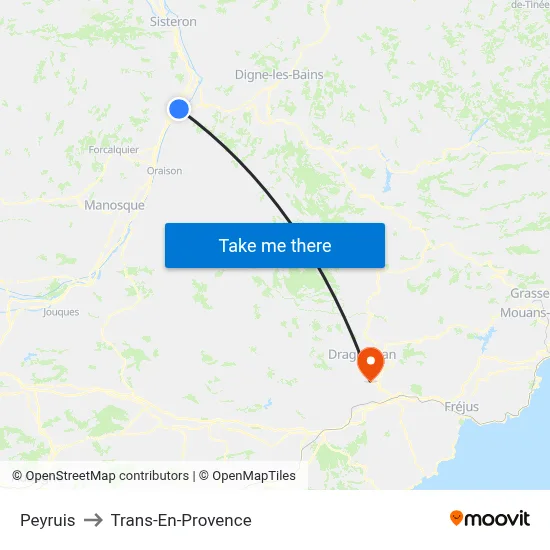 Peyruis to Trans-En-Provence map