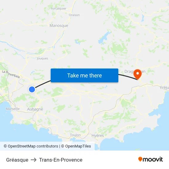Gréasque to Trans-En-Provence map