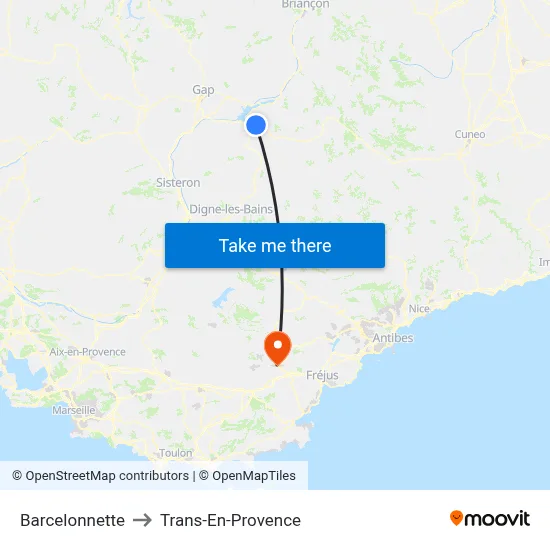 Barcelonnette to Trans-En-Provence map