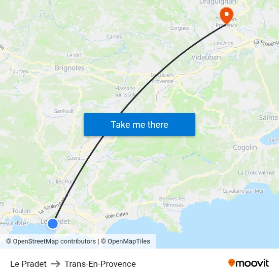 Le Pradet to Trans-En-Provence map