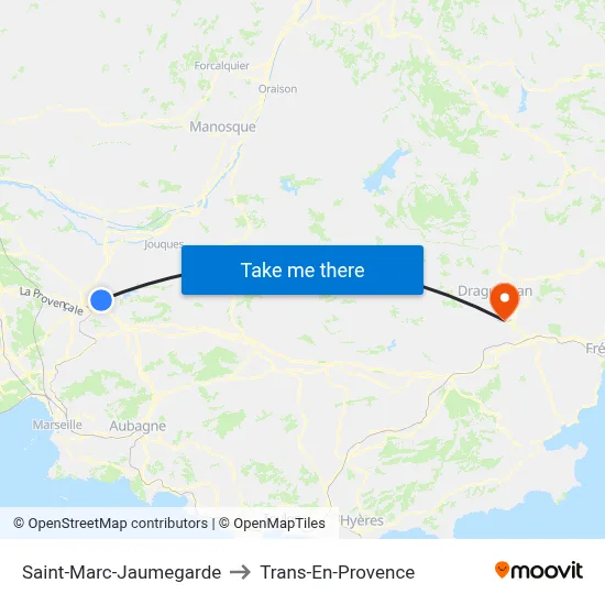 Saint-Marc-Jaumegarde to Trans-En-Provence map