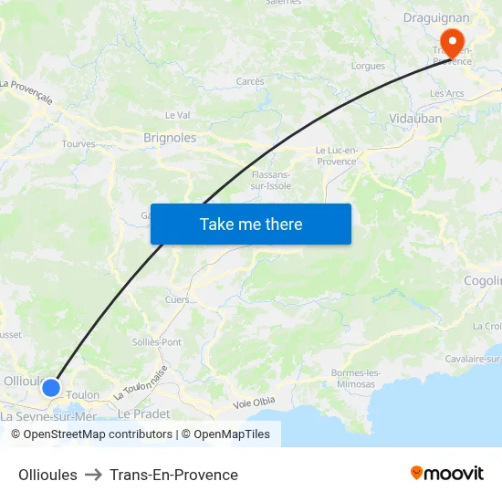 Ollioules to Trans-En-Provence map