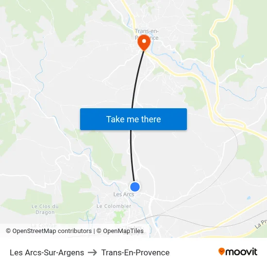 Les Arcs-Sur-Argens to Trans-En-Provence map