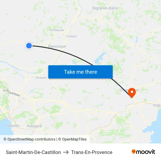 Saint-Martin-De-Castillon to Trans-En-Provence map