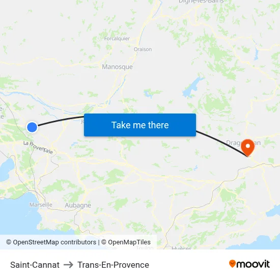 Saint-Cannat to Trans-En-Provence map