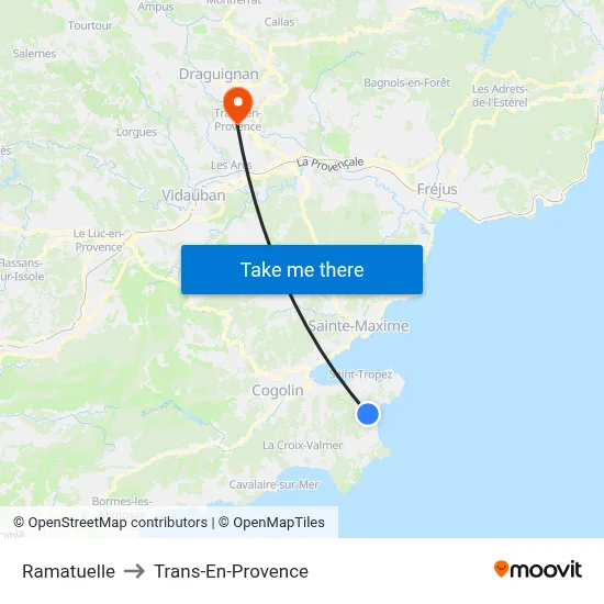 Ramatuelle to Trans-En-Provence map