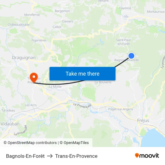 Bagnols-En-Forêt to Trans-En-Provence map