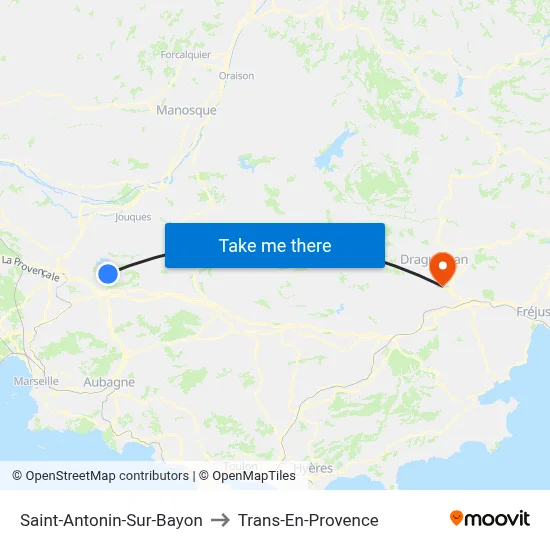 Saint-Antonin-Sur-Bayon to Trans-En-Provence map