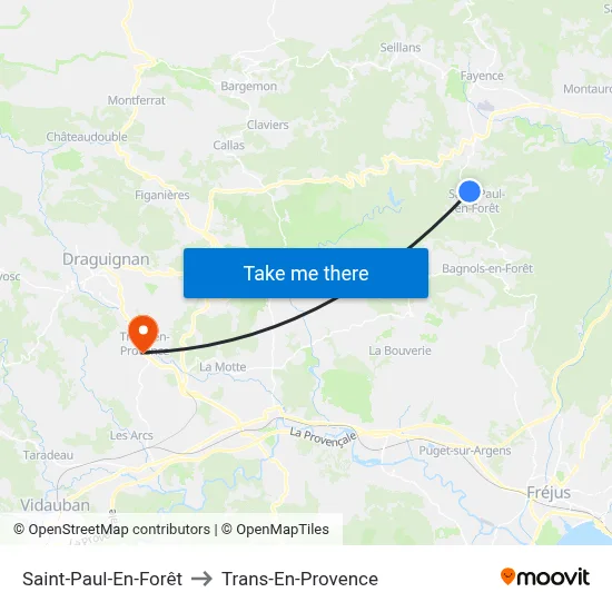 Saint-Paul-En-Forêt to Trans-En-Provence map