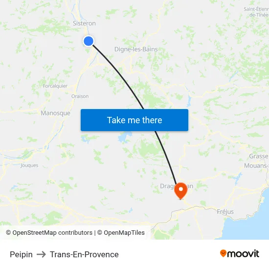 Peipin to Trans-En-Provence map