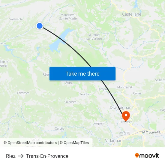 Riez to Trans-En-Provence map