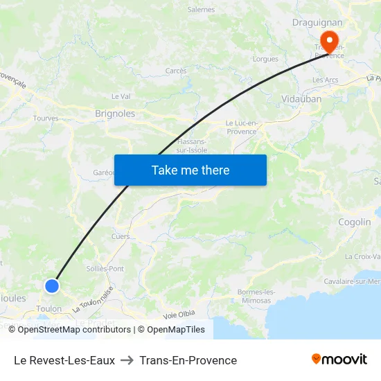 Le Revest-Les-Eaux to Trans-En-Provence map