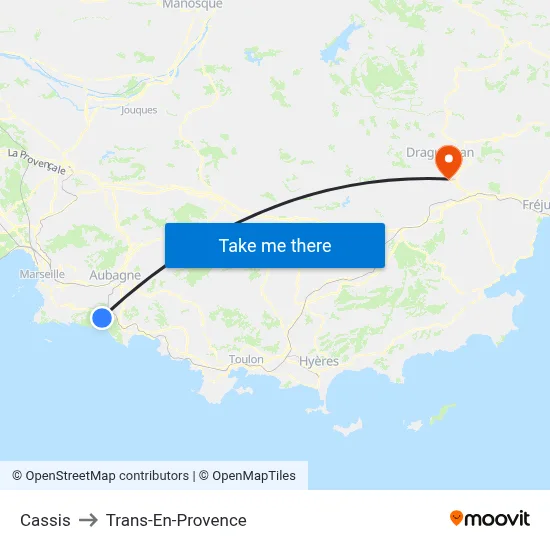 Cassis to Trans-En-Provence map