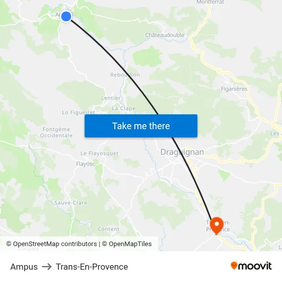 Ampus to Trans-En-Provence map