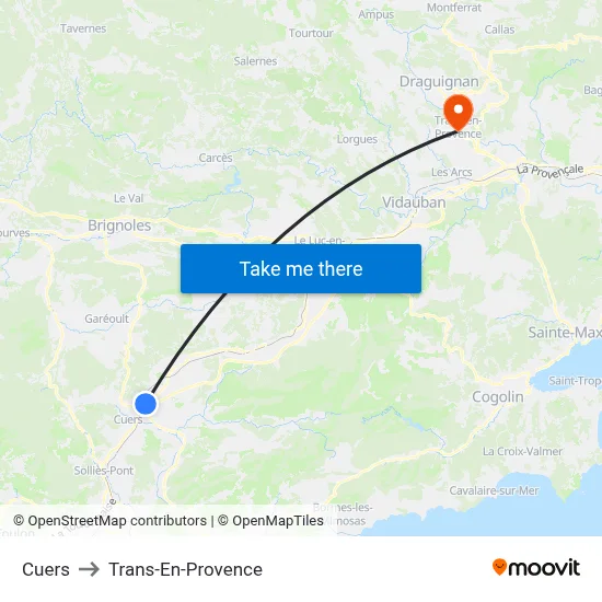 Cuers to Trans-En-Provence map