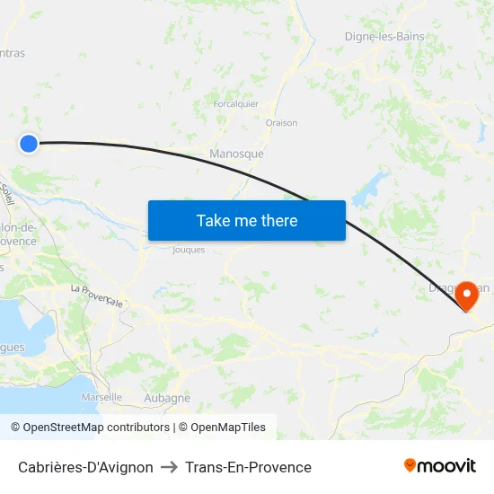 Cabrières-D'Avignon to Trans-En-Provence map