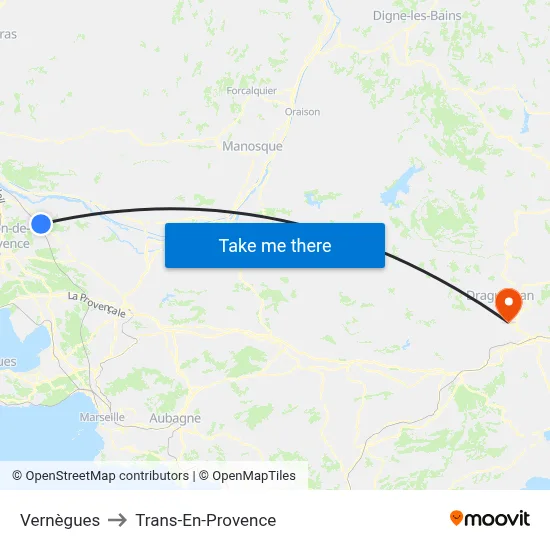 Vernègues to Trans-En-Provence map