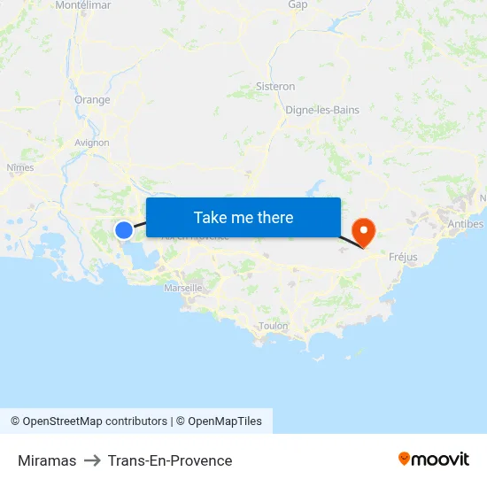 Miramas to Trans-En-Provence map