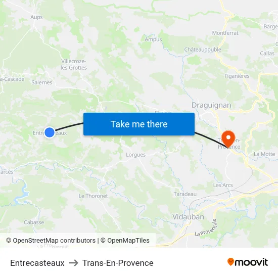 Entrecasteaux to Trans-En-Provence map