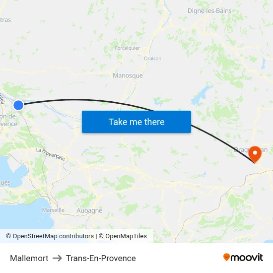 Mallemort to Trans-En-Provence map
