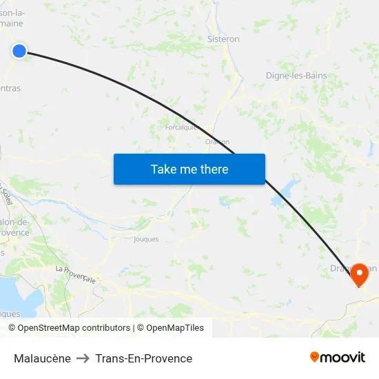 Malaucène to Trans-En-Provence map