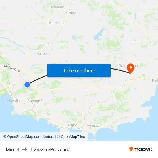 Mimet to Trans-En-Provence map