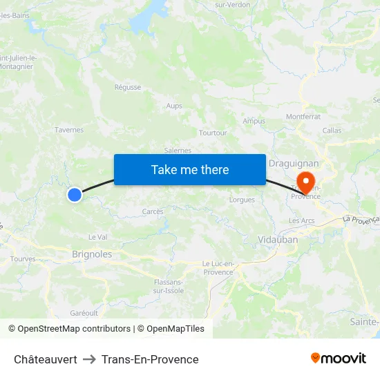 Châteauvert to Trans-En-Provence map
