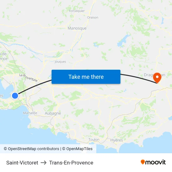 Saint-Victoret to Trans-En-Provence map