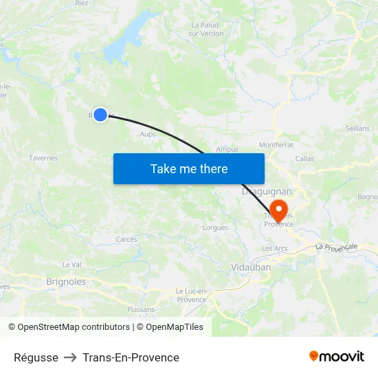 Régusse to Trans-En-Provence map