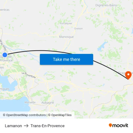 Lamanon to Trans-En-Provence map