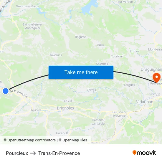 Pourcieux to Trans-En-Provence map
