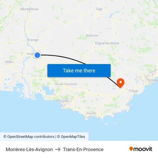 Morières-Lès-Avignon to Trans-En-Provence map
